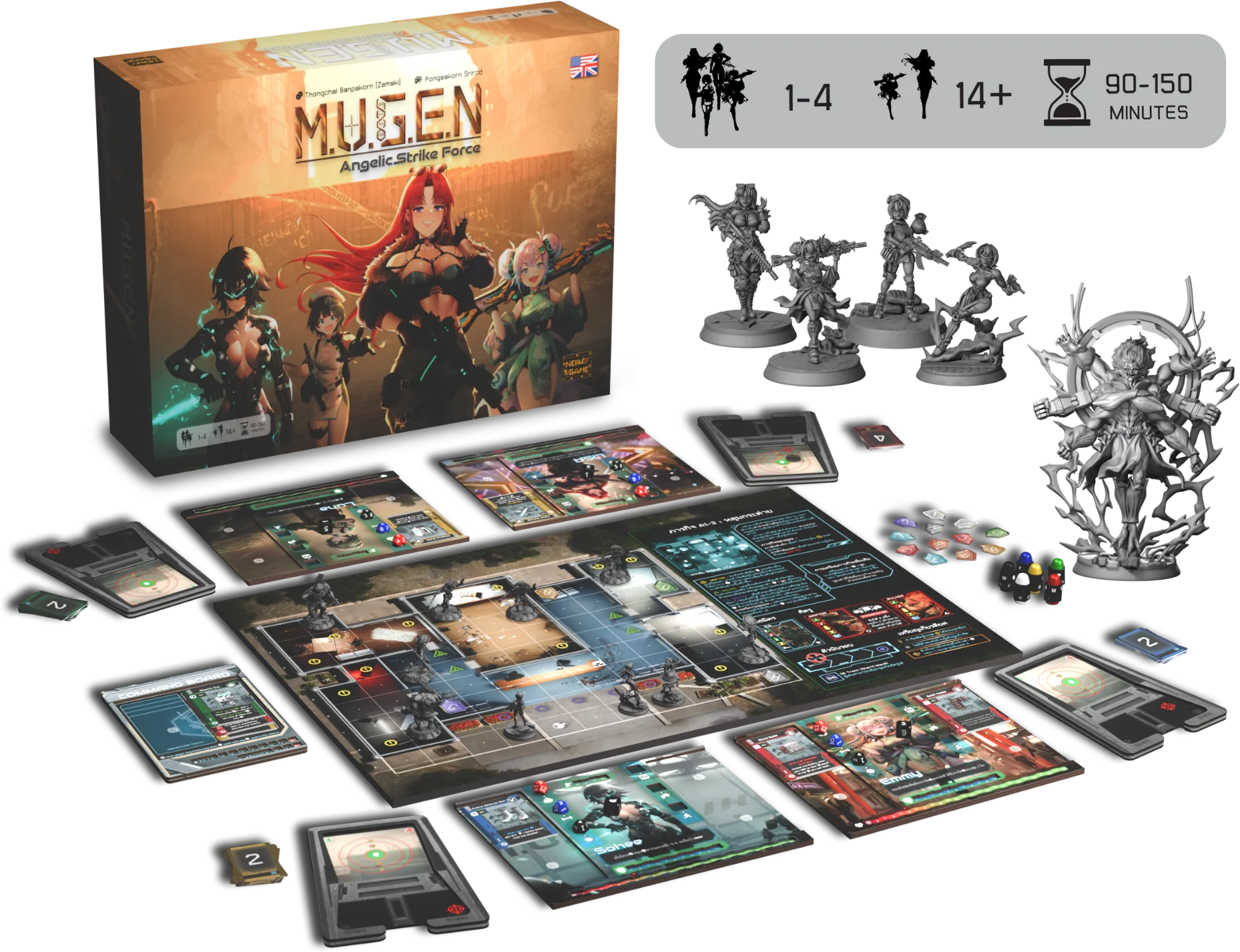 MUGEN board game — core box, board, miniatures · 1-4 players · 14+ · 90-150 minutes